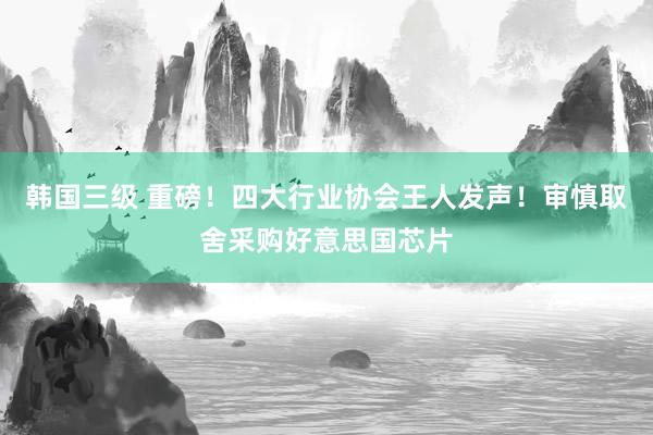 韩国三级 重磅！四大行业协会王人发声！审慎取舍采购好意思国芯片