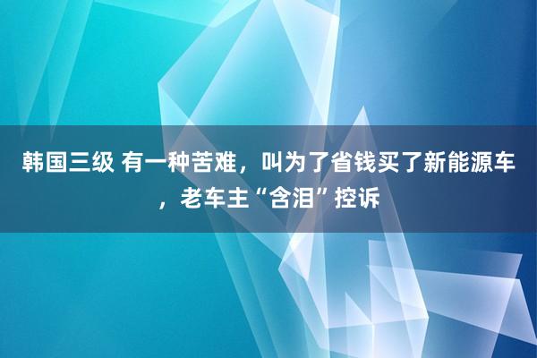 韩国三级 有一种苦难，叫为了省钱买了新能源车，老车主“含泪”控诉