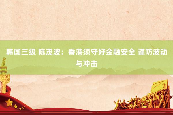 韩国三级 陈茂波：香港须守好金融安全 谨防波动与冲击