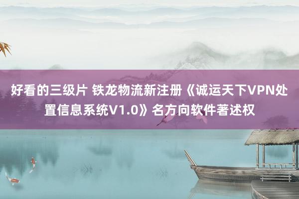 好看的三级片 铁龙物流新注册《诚运天下VPN处置信息系统V1.0》名方向软件著述权