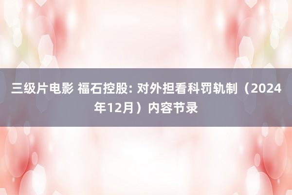 三级片电影 福石控股: 对外担看科罚轨制（2024年12月）内容节录