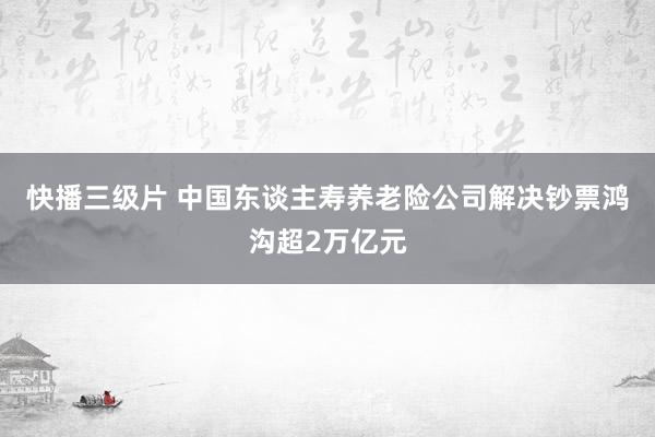 快播三级片 中国东谈主寿养老险公司解决钞票鸿沟超2万亿元