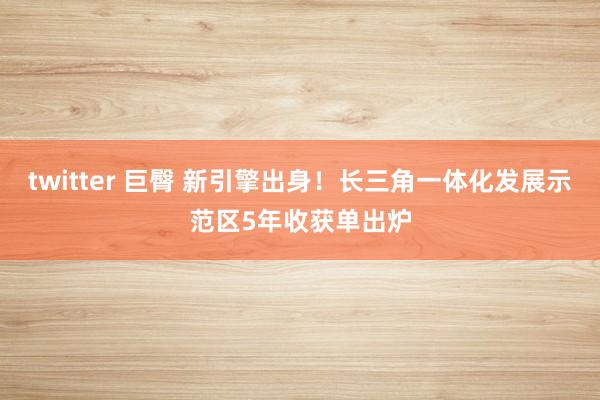 twitter 巨臀 新引擎出身！长三角一体化发展示范区5年收获单出炉