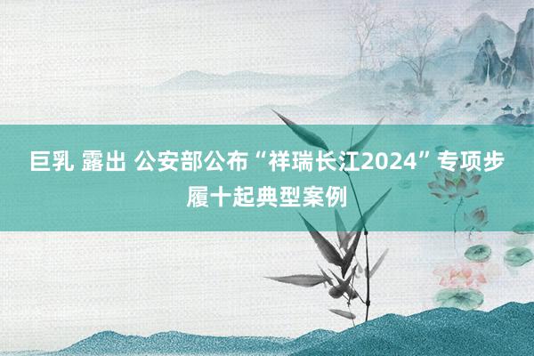 巨乳 露出 公安部公布“祥瑞长江2024”专项步履十起典型案例