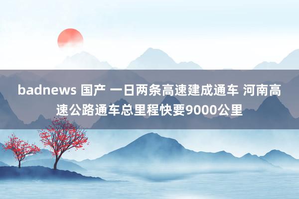 badnews 国产 一日两条高速建成通车 河南高速公路通车总里程快要9000公里