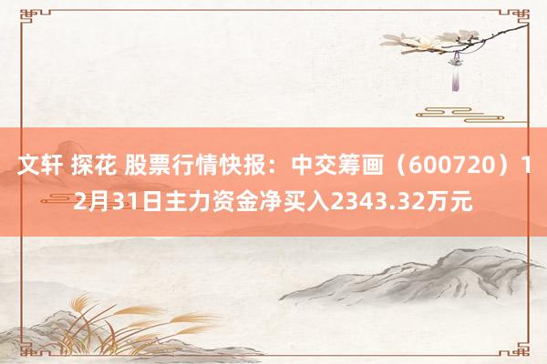 文轩 探花 股票行情快报：中交筹画（600720）12月31日主力资金净买入2343.32万元
