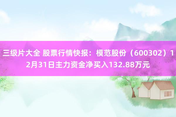 三级片大全 股票行情快报：模范股份（600302）12月31日主力资金净买入132.88万元