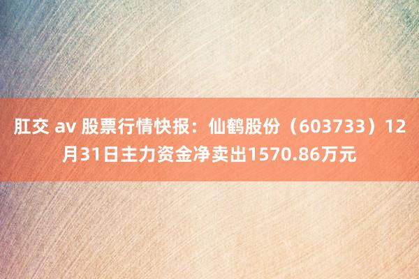 肛交 av 股票行情快报：仙鹤股份（603733）12月31日主力资金净卖出1570.86万元