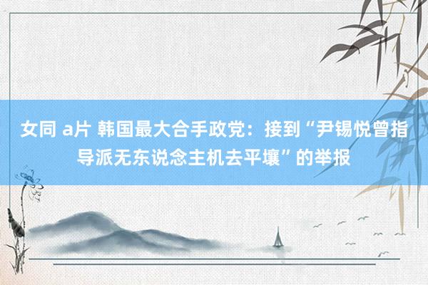 女同 a片 韩国最大合手政党：接到“尹锡悦曾指导派无东说念主机去平壤”的举报