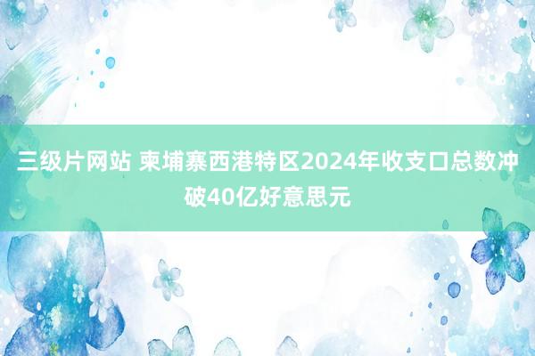 三级片网站 柬埔寨西港特区2024年收支口总数冲破40亿好意思元