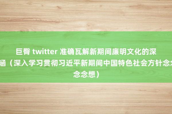 巨臀 twitter 准确瓦解新期间廉明文化的深远内涵（深入学习贯彻习近平新期间中国特色社会方针念念想）