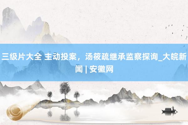 三级片大全 主动投案，汤筱疏继承监察探询_大皖新闻 | 安徽网