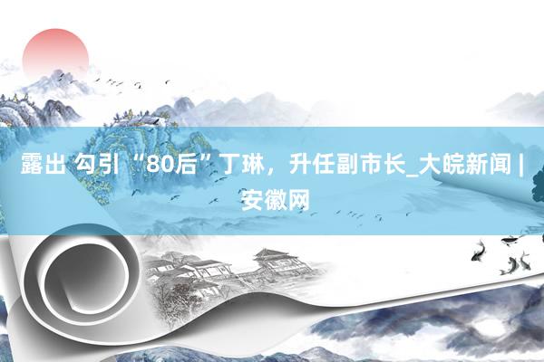 露出 勾引 “80后”丁琳，升任副市长_大皖新闻 | 安徽网