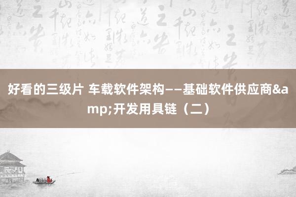 好看的三级片 车载软件架构——基础软件供应商&开发用具链（二）