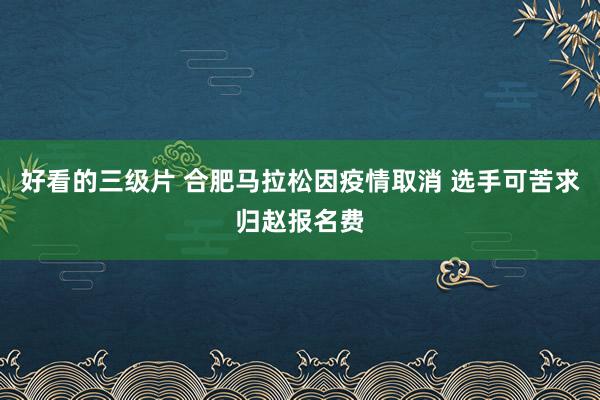 好看的三级片 合肥马拉松因疫情取消 选手可苦求归赵报名费