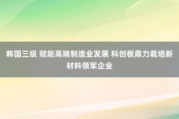 韩国三级 赋能高端制造业发展 科创板鼎力栽培新材料领军企业