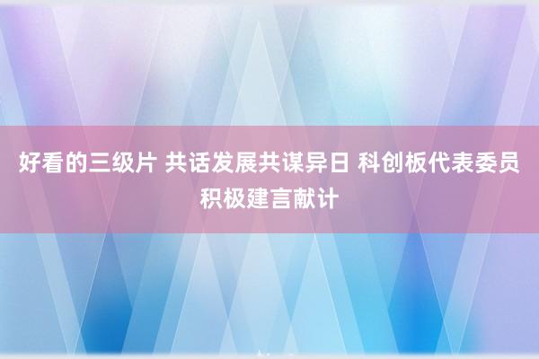 好看的三级片 共话发展共谋异日 科创板代表委员积极建言献计