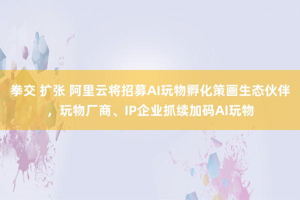 拳交 扩张 阿里云将招募AI玩物孵化策画生态伙伴，玩物厂商、IP企业抓续加码AI玩物