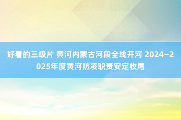 好看的三级片 黄河内蒙古河段全线开河 2024—2025年度黄河防凌职责安定收尾