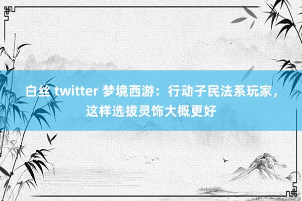 白丝 twitter 梦境西游：行动子民法系玩家，这样选拔灵饰大概更好