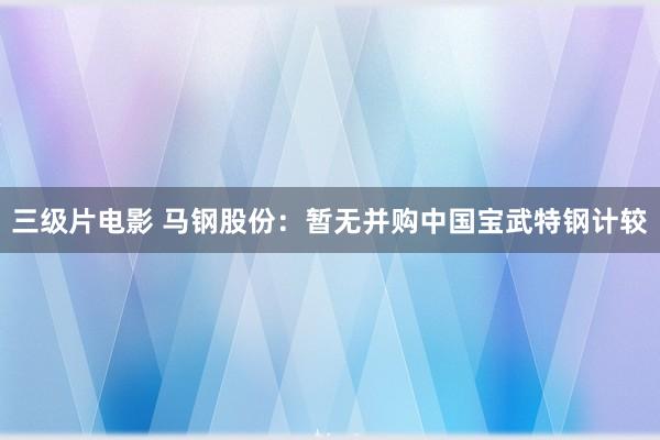 三级片电影 马钢股份：暂无并购中国宝武特钢计较