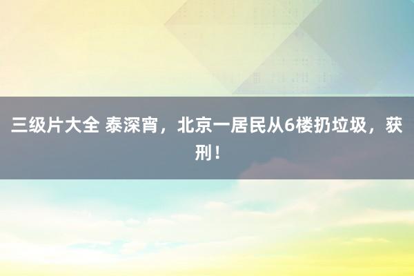 三级片大全 泰深宵，北京一居民从6楼扔垃圾，获刑！