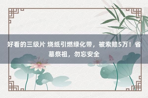 好看的三级片 烧纸引燃绿化带，被索赔5万！省墓祭祖，勿忘安全