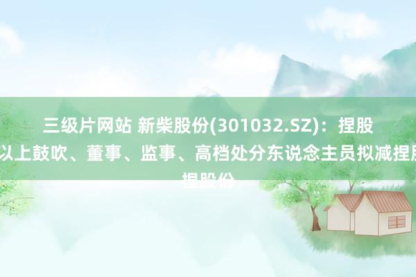 三级片网站 新柴股份(301032.SZ)：捏股5%以上鼓吹、董事、监事、高档处分东说念主员拟减捏股份
