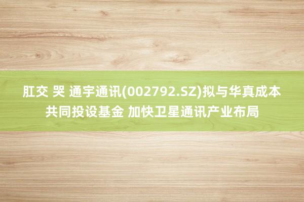 肛交 哭 通宇通讯(002792.SZ)拟与华真成本共同投设基金 加快卫星通讯产业布局