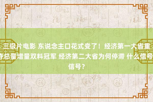 三级片电影 东说念主口花式变了！经济第一大省重夺总量增量双料冠军 经济第二大省为何停滞 什么信号？