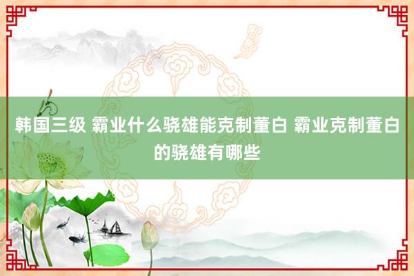 韩国三级 霸业什么骁雄能克制董白 霸业克制董白的骁雄有哪些
