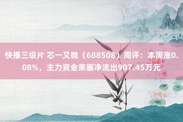 快播三级片 芯一又微（688508）周评：本周涨0.08%，主力资金策画净流出907.45万元