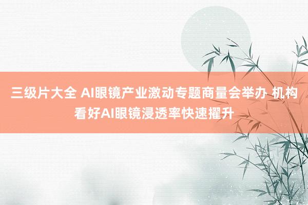 三级片大全 AI眼镜产业激动专题商量会举办 机构看好AI眼镜浸透率快速擢升
