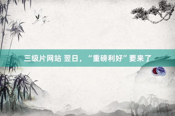 三级片网站 翌日，“重磅利好”要来了