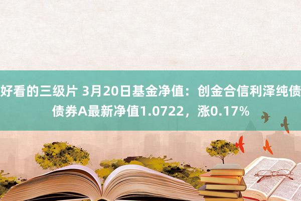 好看的三级片 3月20日基金净值：创金合信利泽纯债债券A最新净值1.0722，涨0.17%