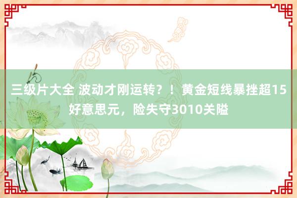 三级片大全 波动才刚运转？！黄金短线暴挫超15好意思元，险失守3010关隘
