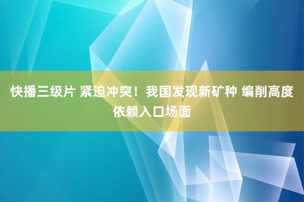 快播三级片 紧迫冲突！我国发现新矿种 编削高度依赖入口场面