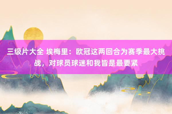 三级片大全 埃梅里：欧冠这两回合为赛季最大挑战，对球员球迷和我皆是最要紧