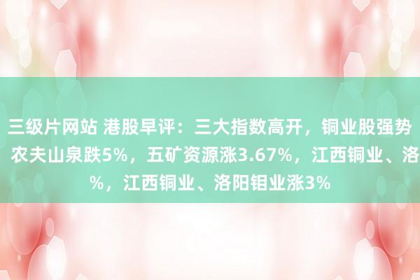 三级片网站 港股早评：三大指数高开，铜业股强势半导体普涨！农夫山泉跌5%，五矿资源涨3.67%，江西铜业、洛阳钼业涨3%