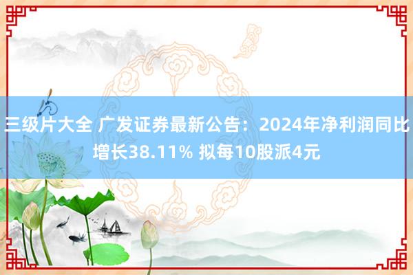 三级片大全 广发证券最新公告：2024年净利润同比增长38.11% 拟每10股派4元