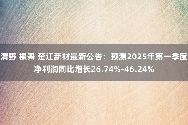 清野 裸舞 楚江新材最新公告：预测2025年第一季度净利润同比增长26.74%-46.24%
