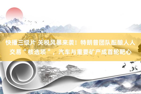 快播三级片 关税风暴来袭！特朗普团队酝酿人人交易＂核选项＂，汽车与重要矿产成首轮靶心