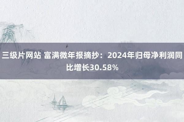 三级片网站 富满微年报摘抄：2024年归母净利润同比增长30.58%