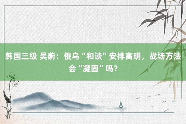 韩国三级 吴蔚：俄乌“和谈”安排高明，战场方法会“凝固”吗？