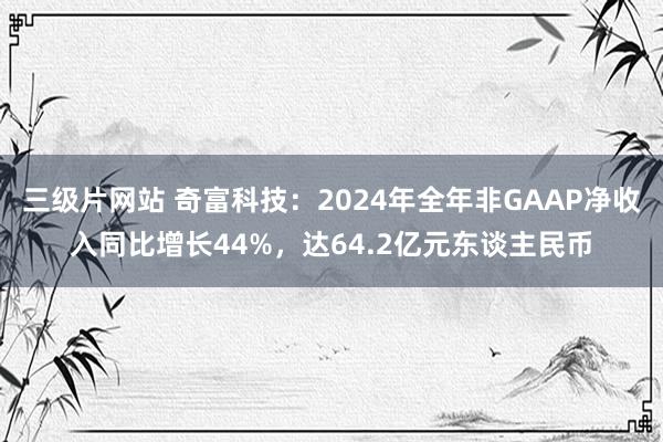 三级片网站 奇富科技：2024年全年非GAAP净收入同比增长44%，达64.2亿元东谈主民币