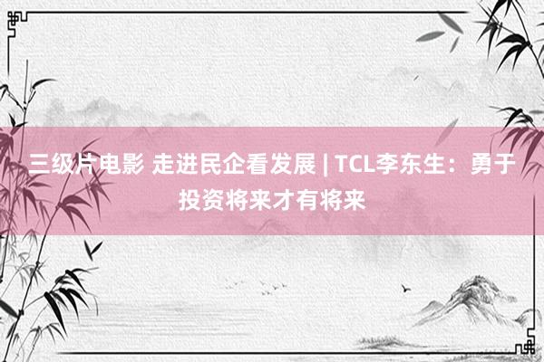 三级片电影 走进民企看发展 | TCL李东生：勇于投资将来才有将来